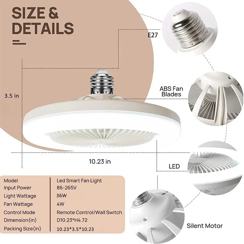 Smart 3-in-1 Ceiling Fan Light with Remote Control