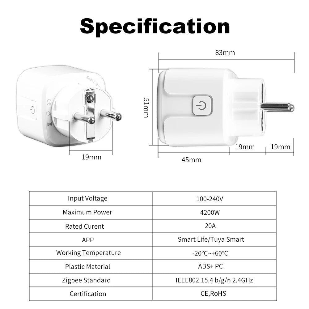 Manhot Zigbee2MQTT Smart Plug 20A – Energy Monitoring & Voice Control