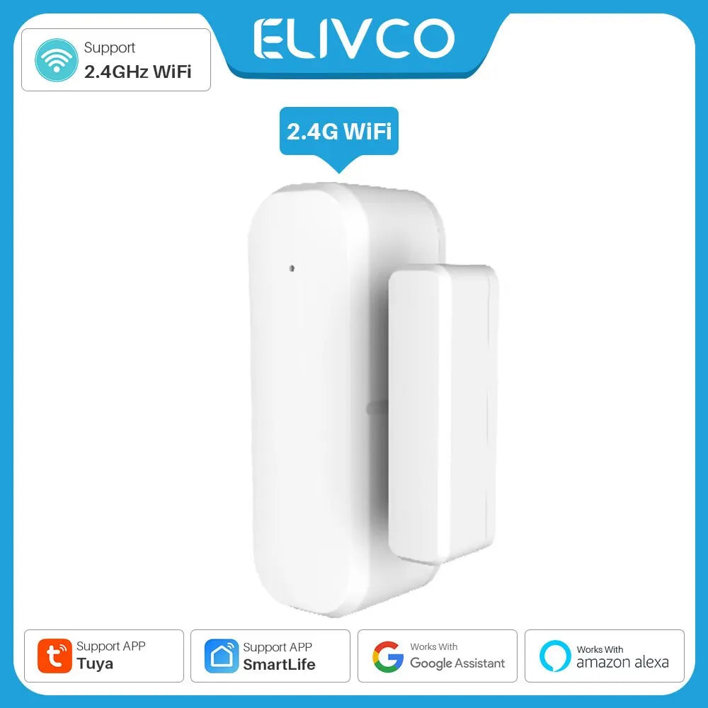 Elivco Tuya Smart WiFi Door & Window Sensor – Solar Powered