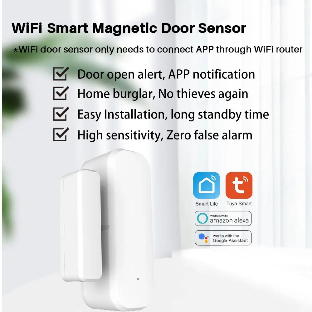 Elivco Tuya Smart WiFi Door & Window Sensor – Solar Powered